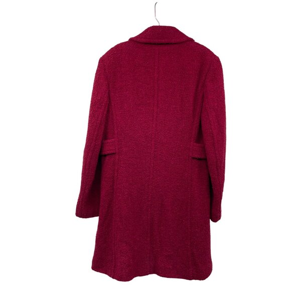 Nine West Womens Nubby Pea Coat Button Up Wool Blend Claret Size 14 Pockets - Picture 7 of 9